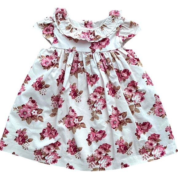 Janie and Jack Other - Janie And Jack Dress Girls 12-18 Months Pink Floral Bow Ruffle Cotton Party